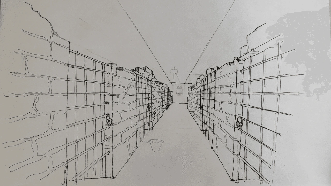 Prison corridor sketch